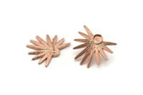 Rose Gold Sun Earring, 2 Rose Gold Plated Brass Sunshine Stud Earrings - Pad Size 6mm N0707 Q0826
