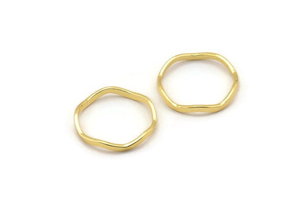 Gold Circle Rings, 24 Gold Lacquer Plated Brass Wavy Circle Rings, Charms (16.5x0.80x1.5mm) BS 1759 Q0393