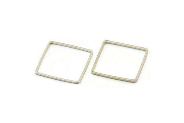 Silver Square Charm, 24 Silver Tone Square Ring Charms (20x0.8mm) E167