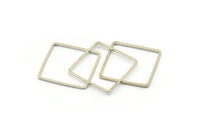 Silver Square Charm, 24 Silver Tone Square Ring Charms (20x0.8mm) E167