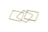 Silver Square Charm, 24 Silver Tone Square Ring Charms (20x0.8mm) E167