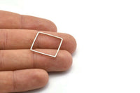 Silver Square Charm, 24 Silver Tone Square Ring Charms (20x0.8mm) E167