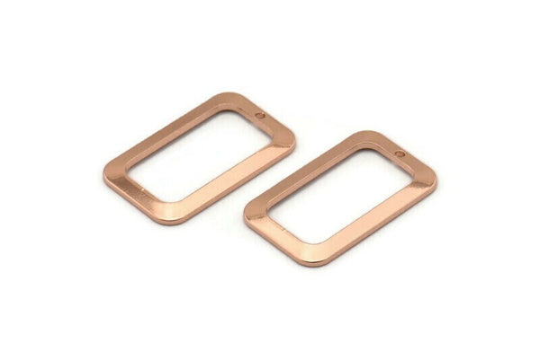 Rose Gold Rectangle Charm, 4 Rose Gold Plated Brass Rectangle Charms With 1 Hole, Earrings, Findings (25x15x1mm) D1156 Q0855