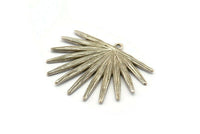 Silver Sun Charm,  Antique Silver Plated Brass Sunshine Charms With 1 Loop, Pendants, Earrings (38x31x2mm) N0720 H0909