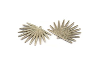 Silver Sun Charm,  Antique Silver Plated Brass Sunshine Charms With 1 Loop, Pendants, Earrings (38x31x2mm) N0720 H0909