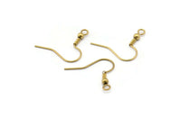 Brass Earring Hook, 100 Raw Brass Ear Wires, Earring Findings (18mm) Bs 1361