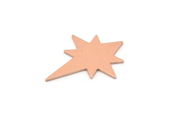 Copper Pole Star Blank, 6 Raw Copper, Copper Blanks, Copper Pole Star Blanks (27x22x0.80mm) M02786