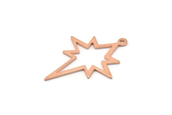 Copper Pole Star Blank, 6 Raw Copper, Copper Blanks, Copper Pole Star Blanks (27x22x0.80mm) M02790