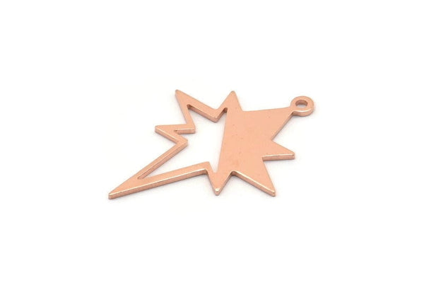 Copper Pole Star Blank, 6 Raw Copper, Copper Blanks, Copper Pole Star Blanks (27x22x0.80mm) M02791