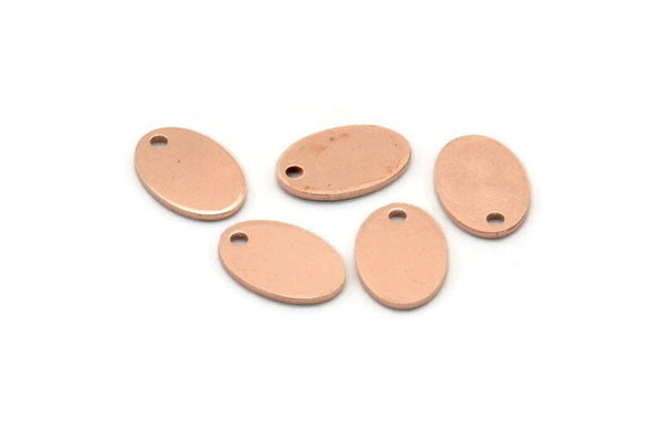 Copper Oval Charm, 25 Raw Copper Oval Charms With 1 Hole, Blanks (11x8x0.80mm) M02751