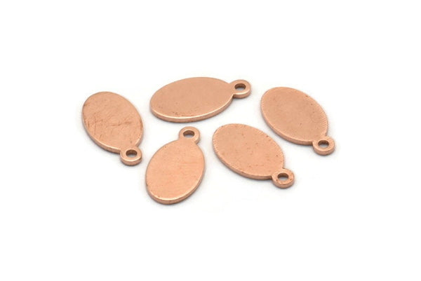 Bakır Oval Charm, 1 Döngülü 25 Ham Bakır Oval Charm, Boşluklar (14x8x0,80 mm) M02753