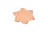 Copper Flower Charm, 4 Raw Copper Flower Charms With 1 Hole, Stamping Blanks (28x25x0.80mm) M02772