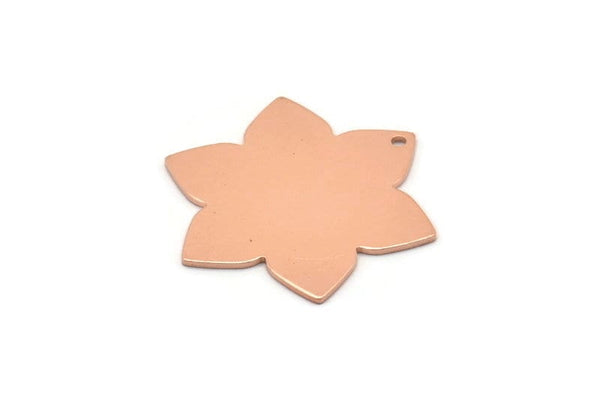Bakır Çiçek Tılsımı, 1 Delikli 4 Ham Bakır Çiçek Tılsımı, Damgalama Boşlukları (28x25x0,80 mm) M02772