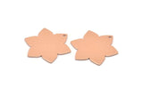 Copper Flower Charm, 4 Raw Copper Flower Charms With 1 Hole, Stamping Blanks (28x25x0.80mm) M02772