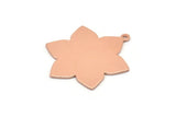 Copper Flower Charm, 4 Raw Copper Flower Charms With 1 Loop (28x25x0.80mm) M02773