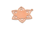 Copper Flower Charm, 4 Raw Copper Flower Charms With 1 Loop (28x25x0.80mm) M02775