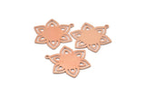 Copper Flower Charm, 4 Raw Copper Flower Charms With 1 Loop (28x25x0.80mm) M02775