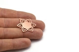 Copper Flower Charm, 4 Raw Copper Flower Charms With 1 Loop (28x25x0.80mm) M02775