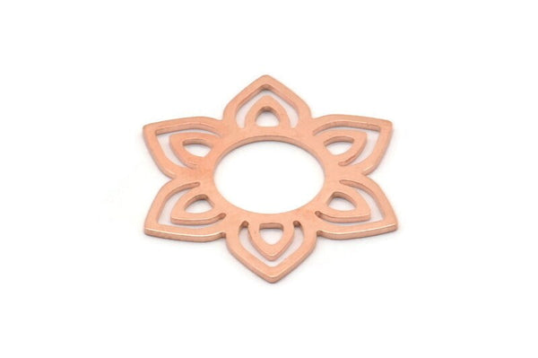 Copper Flower Blank, 4 Raw Copper Flower Blanks (28x25x0.80mm) M02776