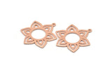 Copper Flower Charm, 4 Raw Copper Flower Charms With 1 Loop (28x25x0.80mm) M02777