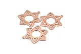 Copper Flower Charm, 4 Raw Copper Flower Charms With 1 Loop (28x25x0.80mm) M02777