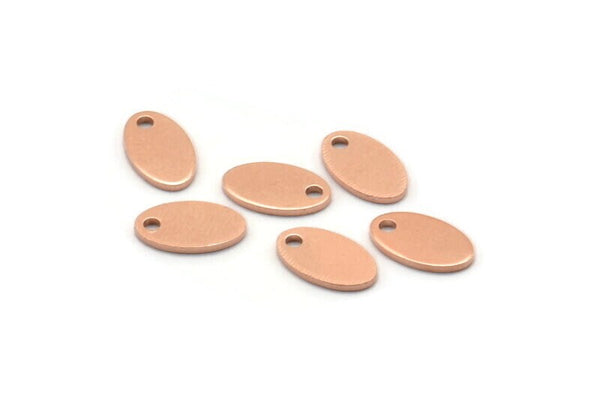Copper Oval Charm, 50 Raw Copper Oval Charms With 1 Hole, Blanks (9x6x0.80mm) M02769
