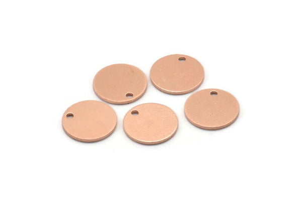 Copper Round Tag, 24 Raw Copper Cabochon Tags With 1 Hole, Copper Tags (11x0.80mm) M02770