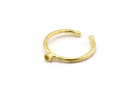 Brass Ring Settings, 6 Raw Brass Round Ring With 1 Stone Setting - Pad Size 2mm N1759