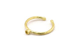Brass Ring Settings, 6 Raw Brass Round Ring With 1 Stone Setting - Pad Size 2mm N1759