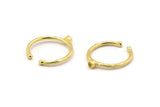 Brass Ring Settings, 6 Raw Brass Round Ring With 1 Stone Setting - Pad Size 2mm N1759