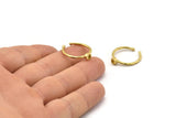 Brass Ring Settings, 6 Raw Brass Round Ring With 1 Stone Setting - Pad Size 3mm N1760