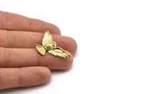 Brass Owl Charm, 3 Raw Brass Owl Necklace Pendants (38x18mm) N0229