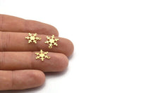 Brass Snowflake Charm, 50 Raw Brass Snowflake Charms (13x10.5mm) A0611