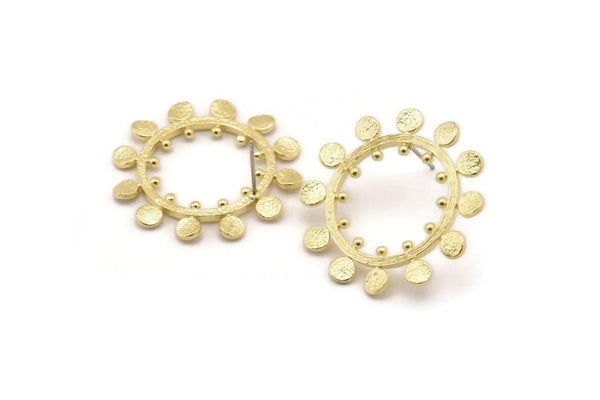Brass Circle Earring, 2 Raw Brass Circle Stud Earrings (31x1.5mm) N1768