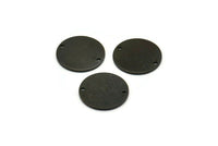 Black Cabochon Tag, 12 Oxidized Black Brass Round Charms With 2 Holes, Stamping Tags (14x0.80mm) M01593
