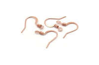 Wire Earring Hook, 50 Rose Gold Tone Brass Earring Wires, Earring Findings (18mm) A1045