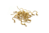 Brass Earring Hook, 100 Raw Brass Earring Wires, Earring Findings (18mm) A1044