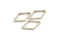 Silver Diamond Charm, 24 Antique Silver Plated Brass Wide Cut Open Diamond Ring Charms (14x24x0.8x2mm) D0139 H0651