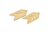 Arrow Chevron Pendant, 4 Gold Plated Arrow Stamping Pendant Tags With Chevron And 1 Hole (15x30x0.80mm) B0082