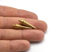 Raw Brass Spike, 5 Raw Brass Spike Tribal Pendants With 1 Loop (27x8mm) A0759