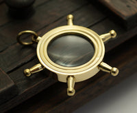 1 Solid Brass Wheel Magnify Glass  L-2