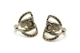 Silver Ring Setting, Antique Silver Plated Brass Duke Ring With 1 Stone Settings - Pad Size 6mm N1794 H1523