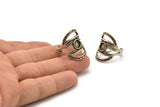 Silver Ring Setting, Antique Silver Plated Brass Duke Ring With 1 Stone Settings - Pad Size 6mm N1794 H1523