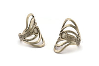 Gümüş Boho Yüzük, Antik Gümüş Kaplama Pirinç Boho Yüzük, 1 Taş Ayarlı - Ped Boyutu 6 mm N1790 H1517