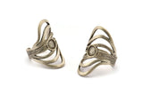 Gümüş Boho Yüzük, Antik Gümüş Kaplama Pirinç Boho Yüzük, 1 Taş Ayarlı - Ped Boyutu 6 mm N1790 H1517