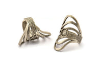 Gümüş Boho Yüzük, Antik Gümüş Kaplama Pirinç Boho Yüzük, 1 Taş Ayarlı - Ped Boyutu 6 mm N1790 H1517