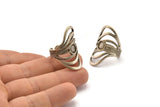 Gümüş Boho Yüzük, Antik Gümüş Kaplama Pirinç Boho Yüzük, 1 Taş Ayarlı - Ped Boyutu 6 mm N1790 H1517