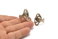 Gümüş Boho Yüzük, Antik Gümüş Kaplama Pirinç Boho Yüzük, 1 Taş Ayarlı - Ped Boyutu 6 mm N1787 H1519