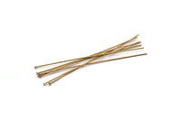 100 Raw Brass Head Pin, Findings (80x0.85mm) BRC058