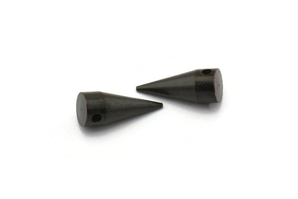 Black Spike Tribal , 2 Oxidized Brass Black  Spike Tribal Pendants (18x7mm) A0762 S484